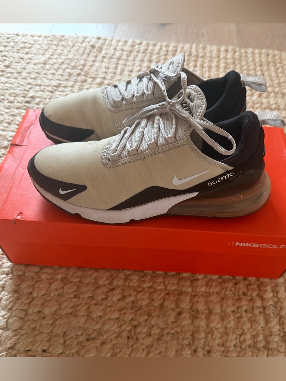 Nike Men's Air Max 270 Golf Sneakers - light bone hot punch - CK6483-002